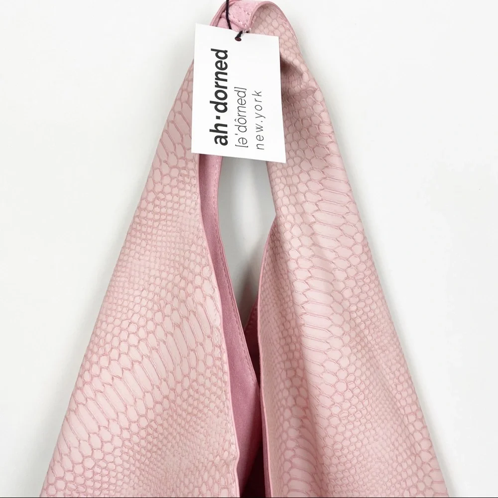 Air Pompon Pink Textured Hobo Bag